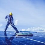 Koh Phangan Solar Panels being cleaned
