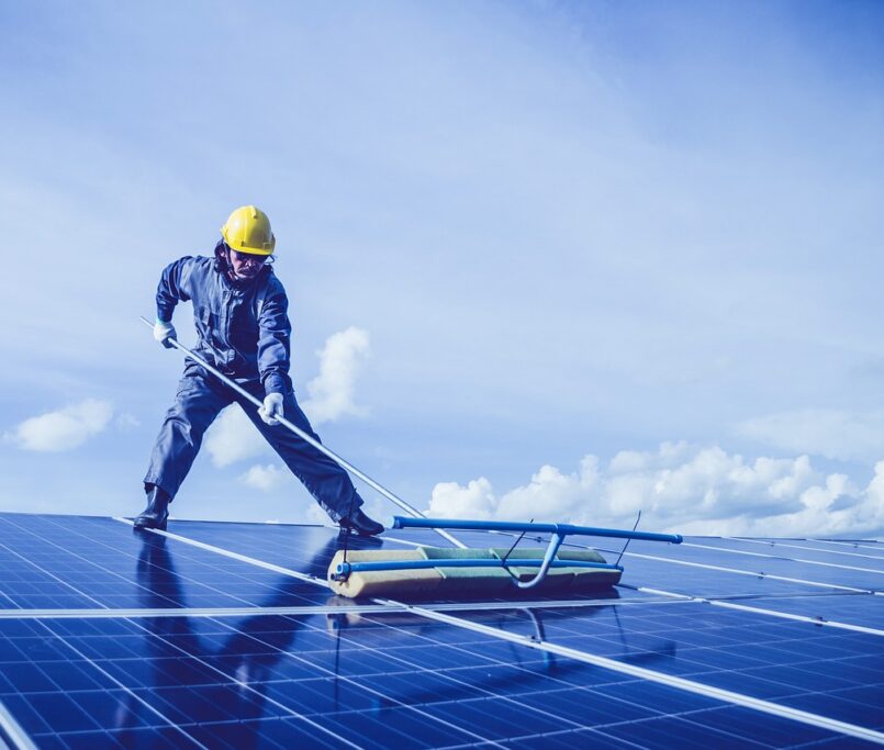 Koh Phangan Solar Panels being cleaned